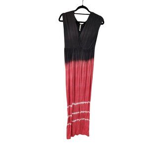 Lovers Mark Black & Red Tie-Dye Sleeveless Maxi Dress Womens Size S